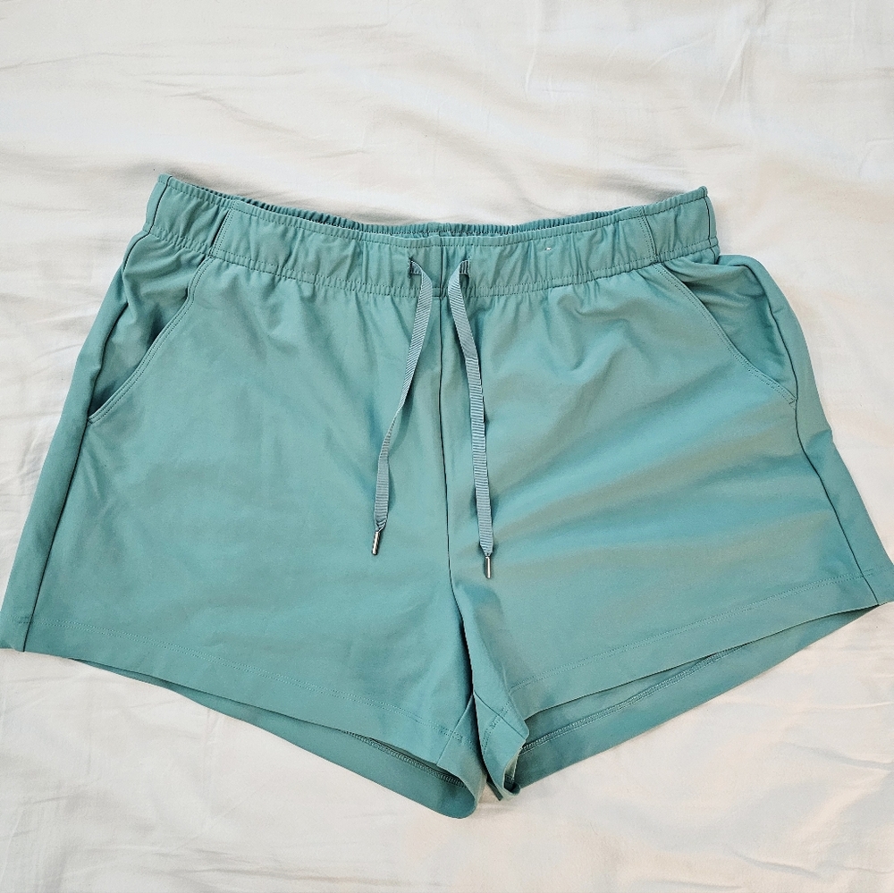 Old Navy Powersoft High Rise Aqua Active Drawstring Shorts 3.5"Inseam Size Large